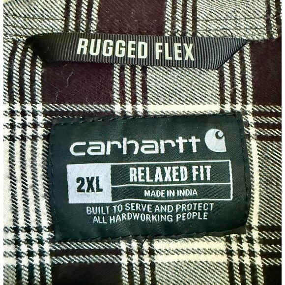 Carhartt Rugged Flex Black and White Long Sleeve Flannel Button Up 2XL - Picture 4 of 7